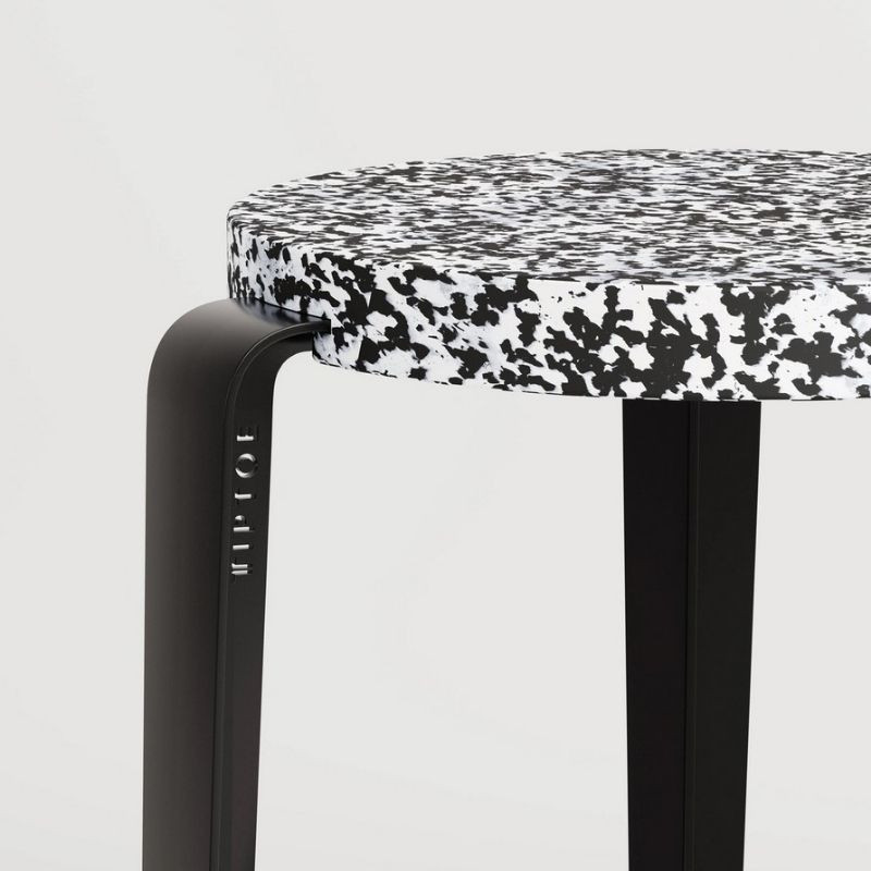 Tabouret en plastique recyclé macchiato Made in France