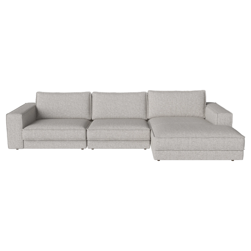 Tissu Nantes : Multi grey ; Pied en chêne teinté huilé