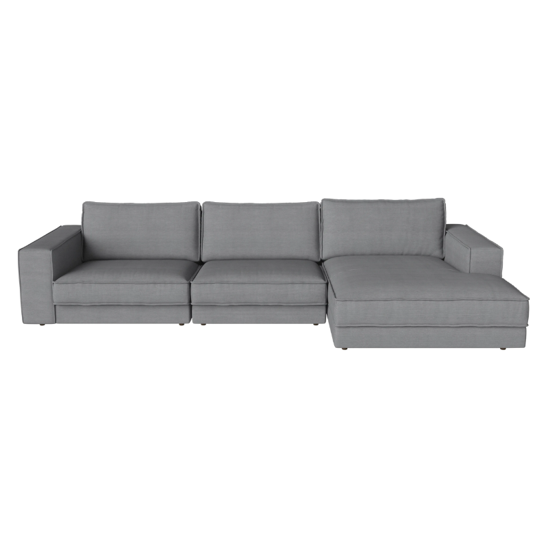 Tissu Linea: Steel grey ; Pied en chêne teinté huilé