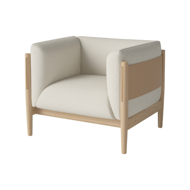 Fauteuil Dive Ivory Cuir Naturel Chêne clair