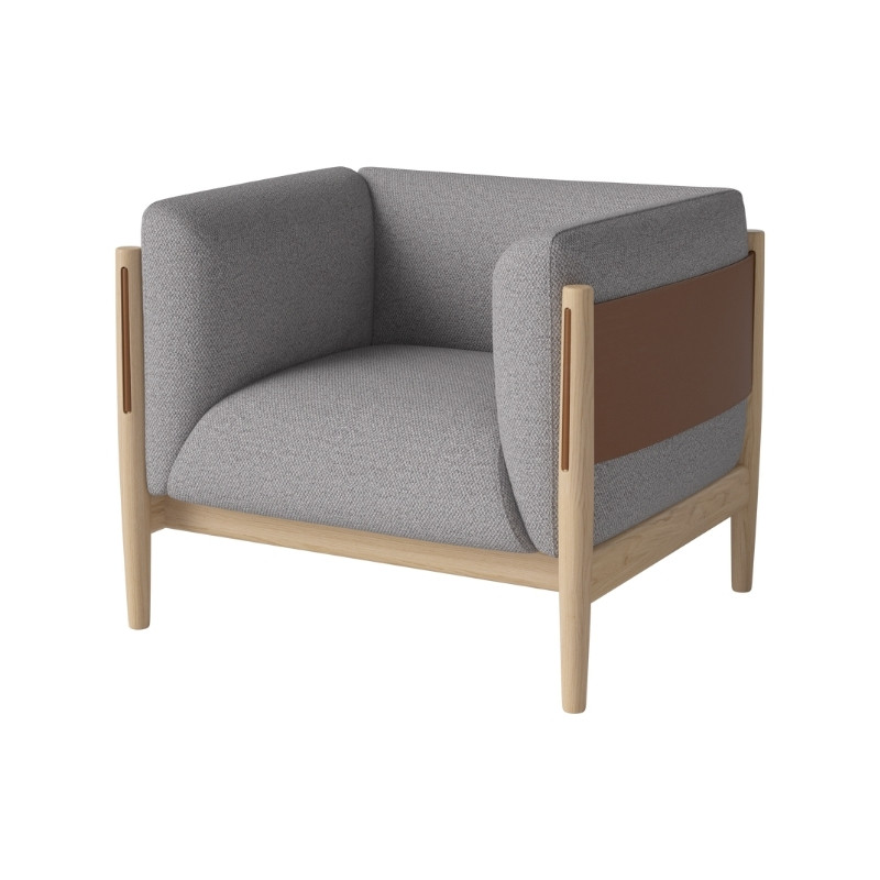 Fauteuil Dive Light grey Cuir Naturel Chêne clair