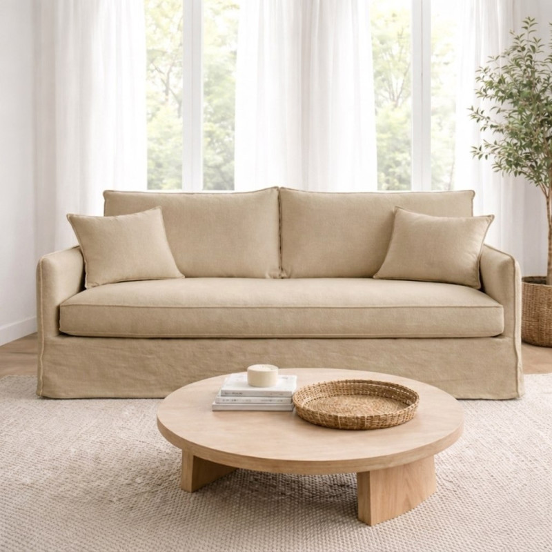 Canapé convertible en lin et confort plumes, couchage premium, déhoussable, 2 À 6 Places - Trouville