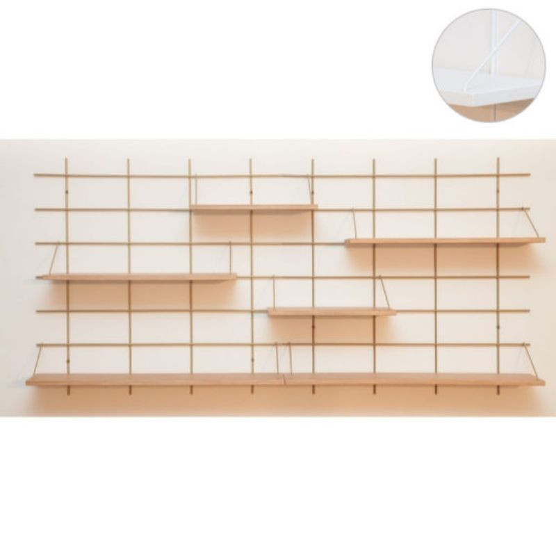 Etagère murale 5 planches en bois et métal made in france